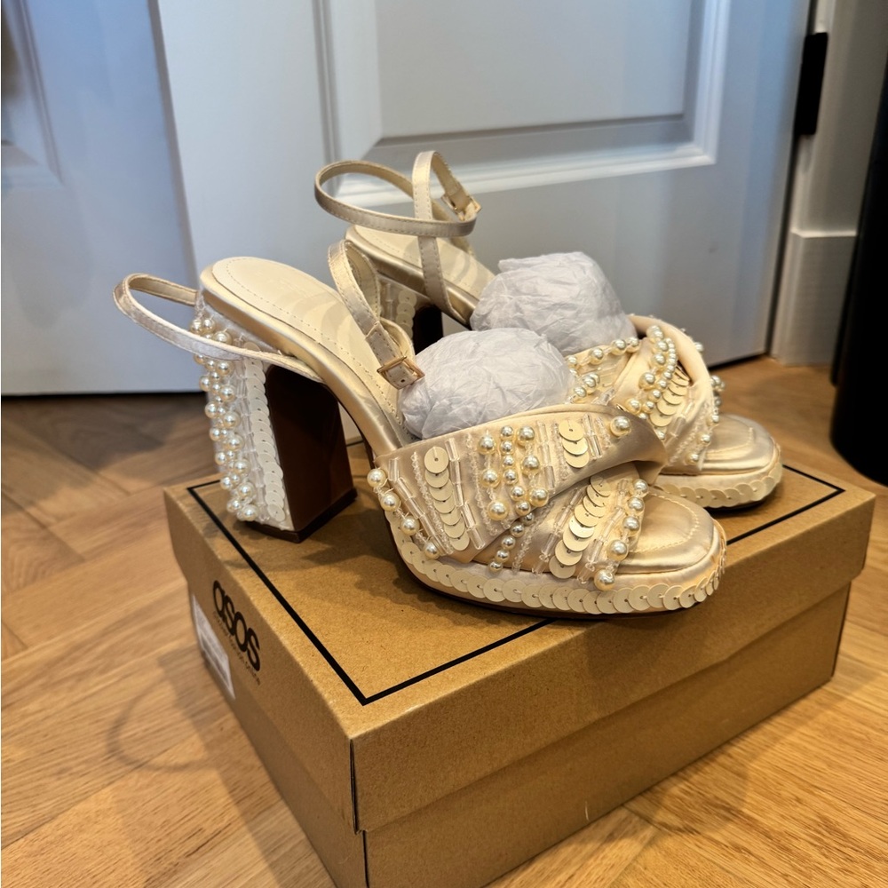 ASOS design platform embellished heels